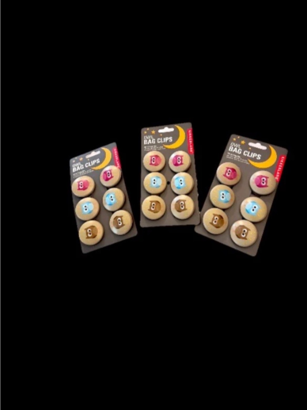 3 COUNT - 6 Pack Each - Owls Chip  Snack Seal Bag Clips